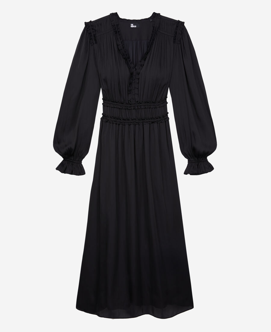 robe longue noire avec fronces