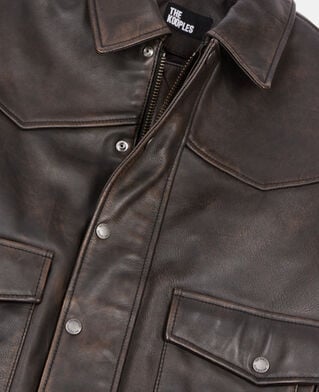 The Kooples HOMME DARK BROWN blouson en cuir marron