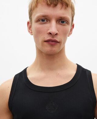 The Kooples HERREN BLACK WASHED tanktop mit stickerei wappen schwarz