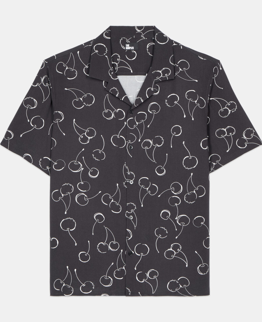 The Kooples HOMME BLACK chemise manches courtes avec imprimé cerise