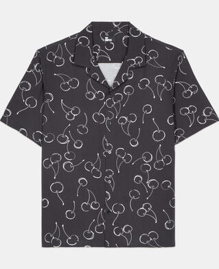 The Kooples HOMME BLACK chemise manches courtes avec imprimé cerise