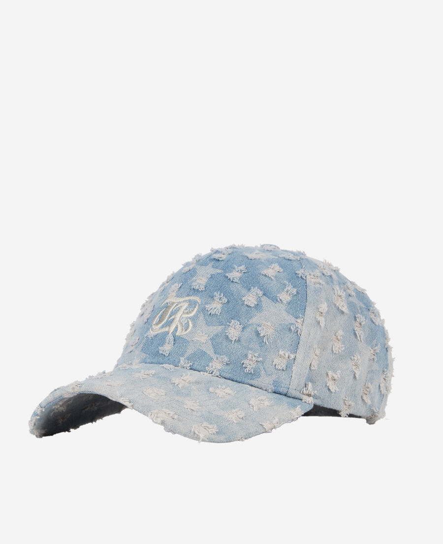 The Kooples UNISEX BLUE DENIM blaue kappe aus denim mit sterne-motiv