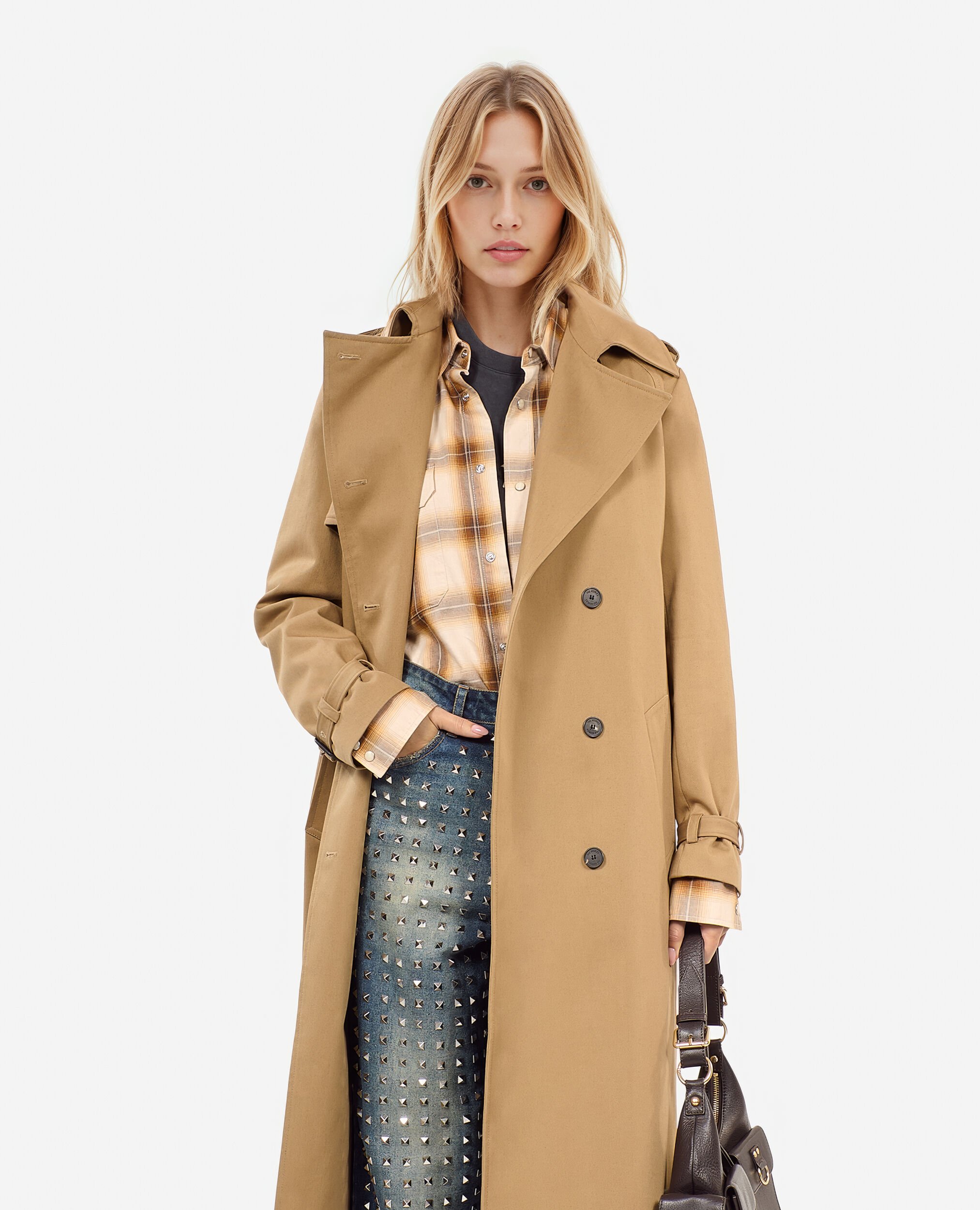 flared trench coat（beige） – POPPY