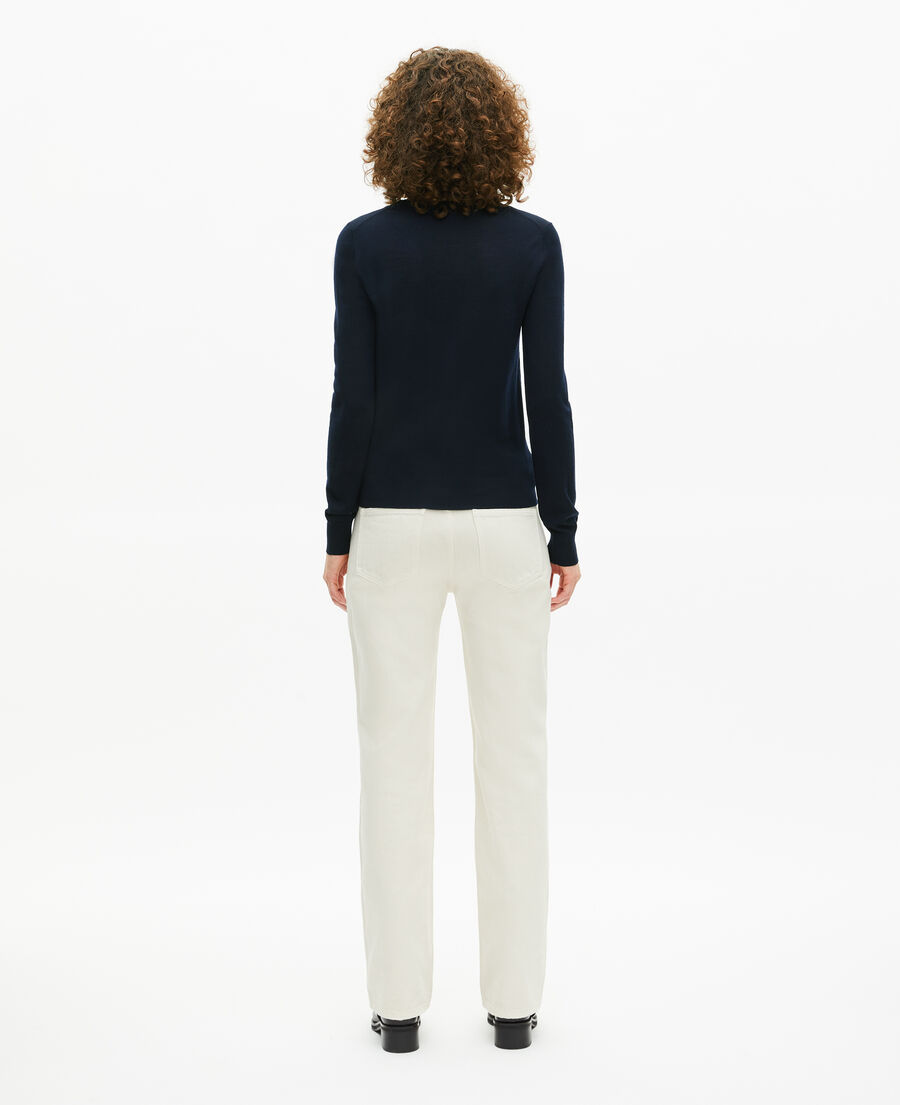 The Kooples WOMEN NAVY round-neck sweater in navy merino wool