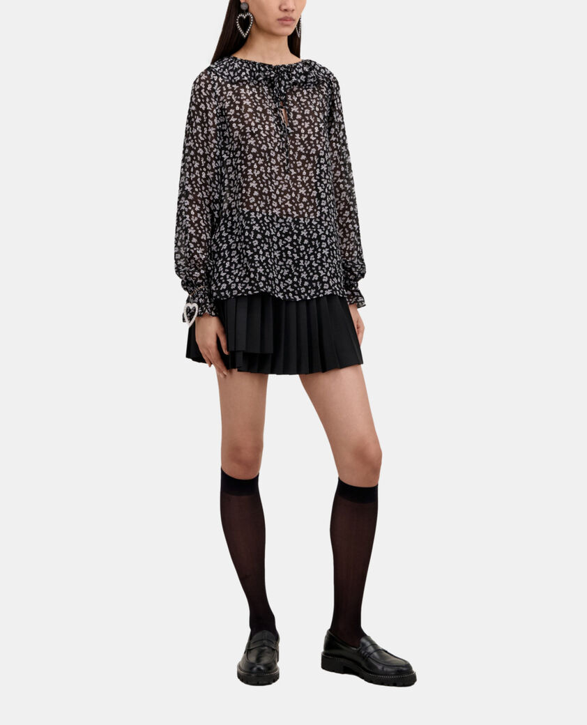 The Kooples FEMME BLACK-ECRU top imprimé avec volants