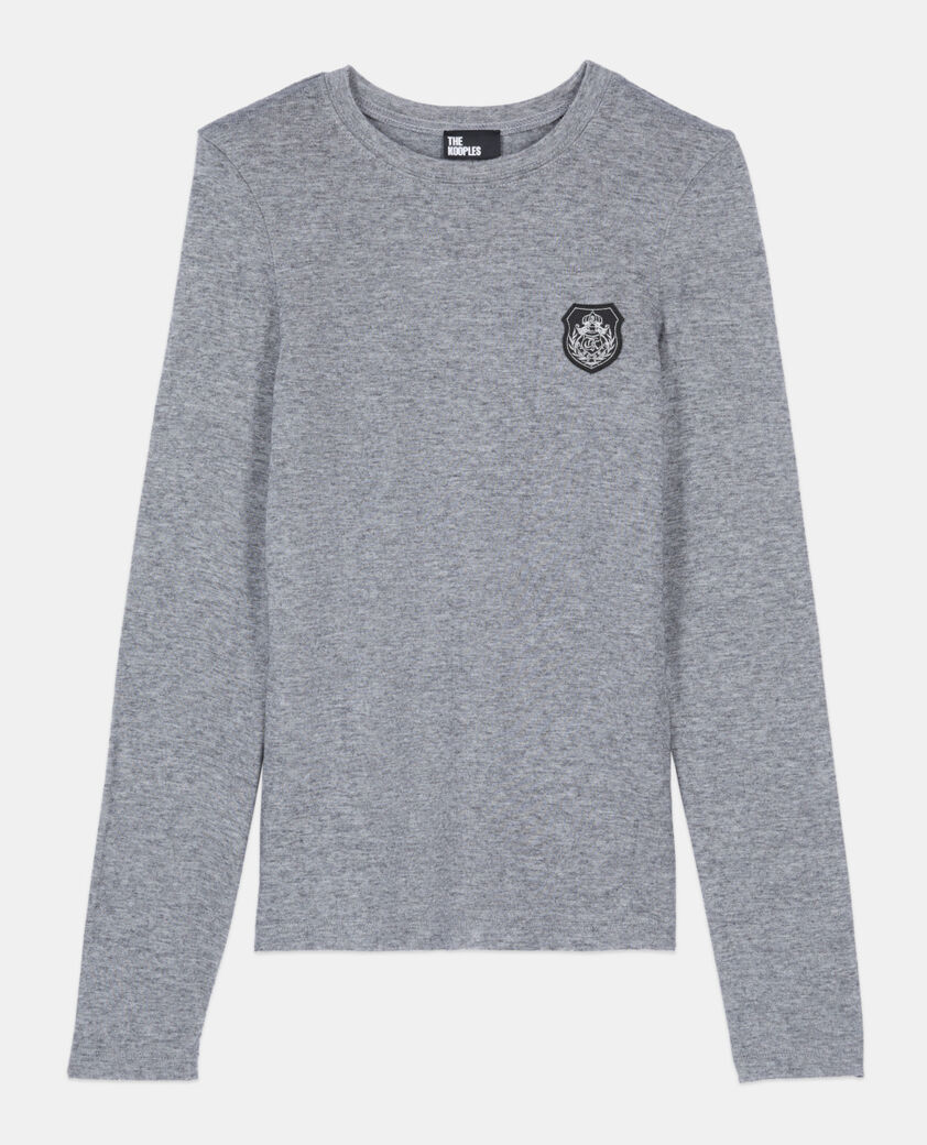 The Kooples WOMEN GREY MELANGE long sleeved printed t-shirt
