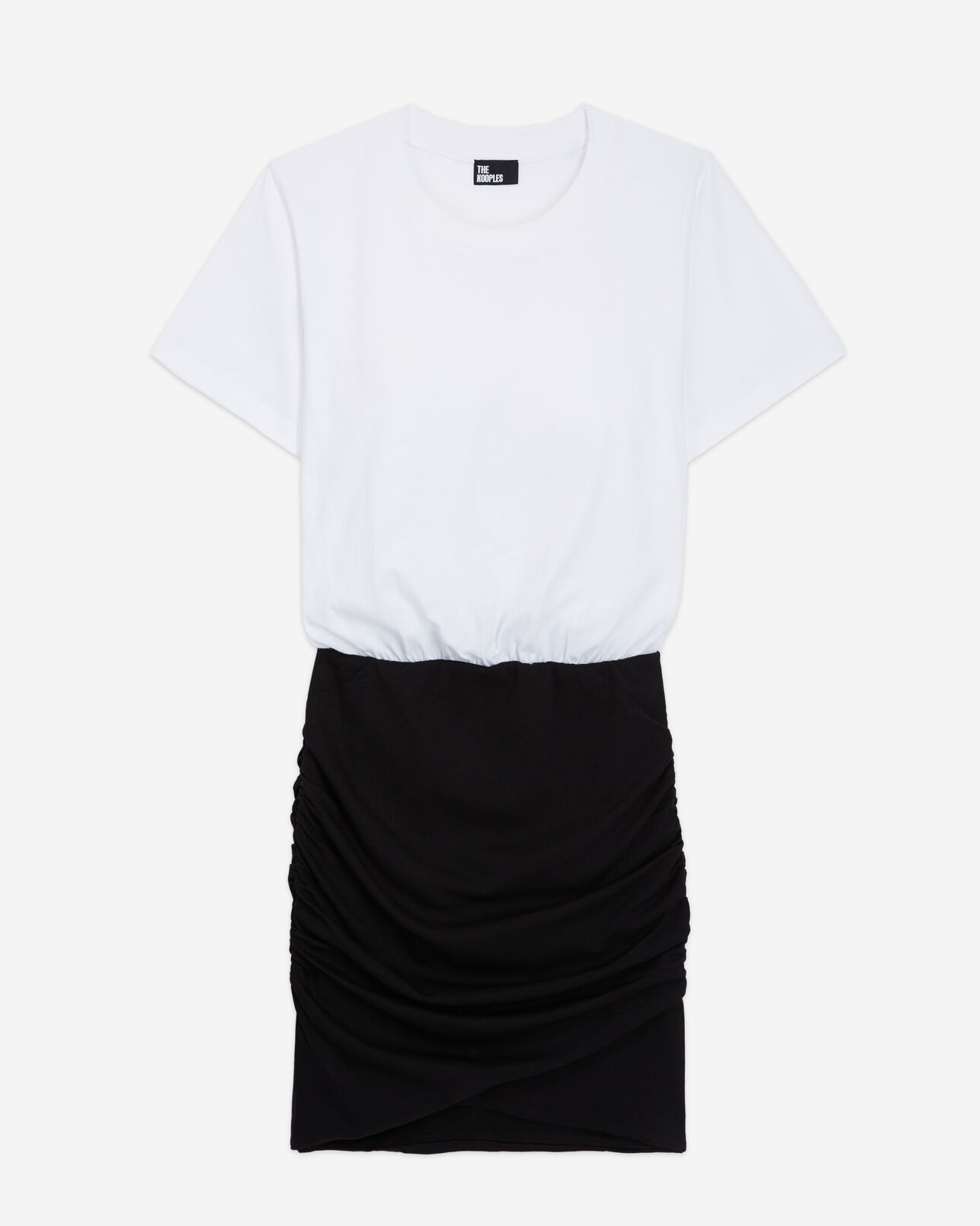 The Kooples FEMME BLACK / WHITE robe courte en coton bicolore