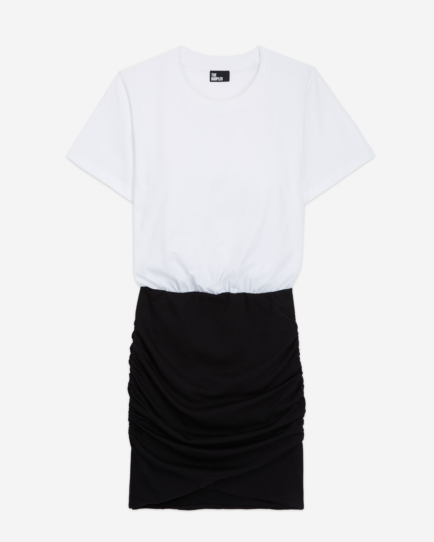 Robe courte en coton bicolore, BLACK / WHITE, hi-res image number null
