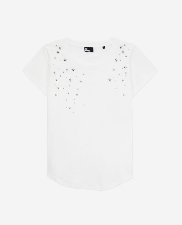women's white t-shirt with stars