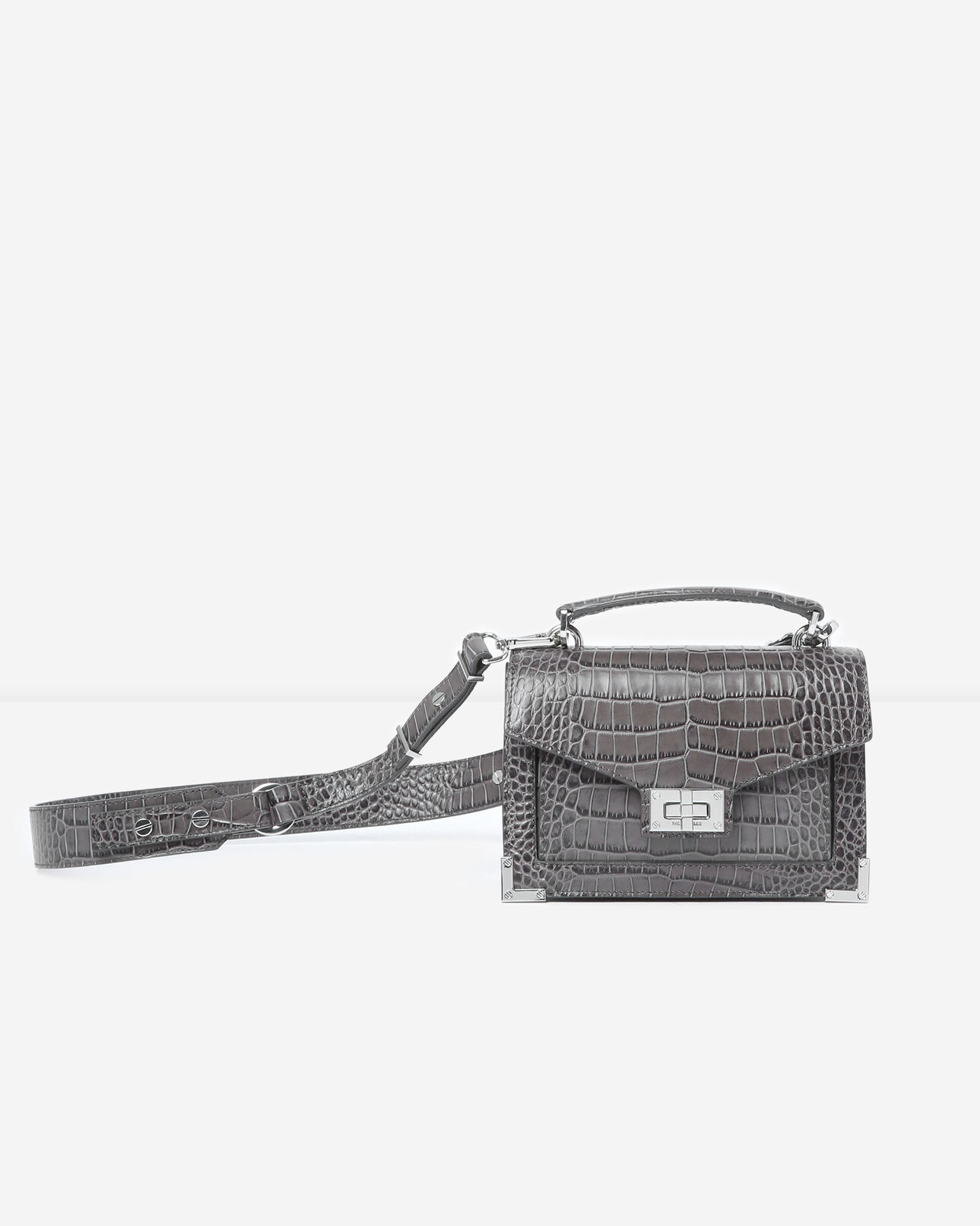 The Kooples DAMEN GREY mini-tasche emily aus leder in dunkelgrauer kroko-optik