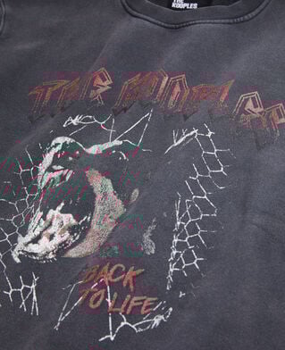 The Kooples MEN BLACK WASHED men's black sweatshirt with barking dog serigraphy