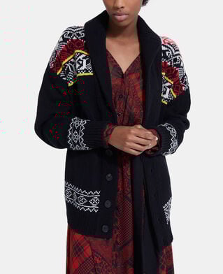 The Kooples MUJER BLACK / RED / YELLOW cárdigan lana motivos