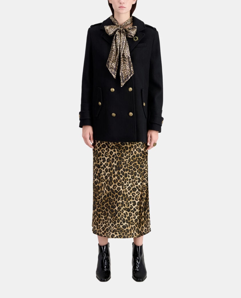 The Kooples FEMME BLACK caban noir en laine mélangée