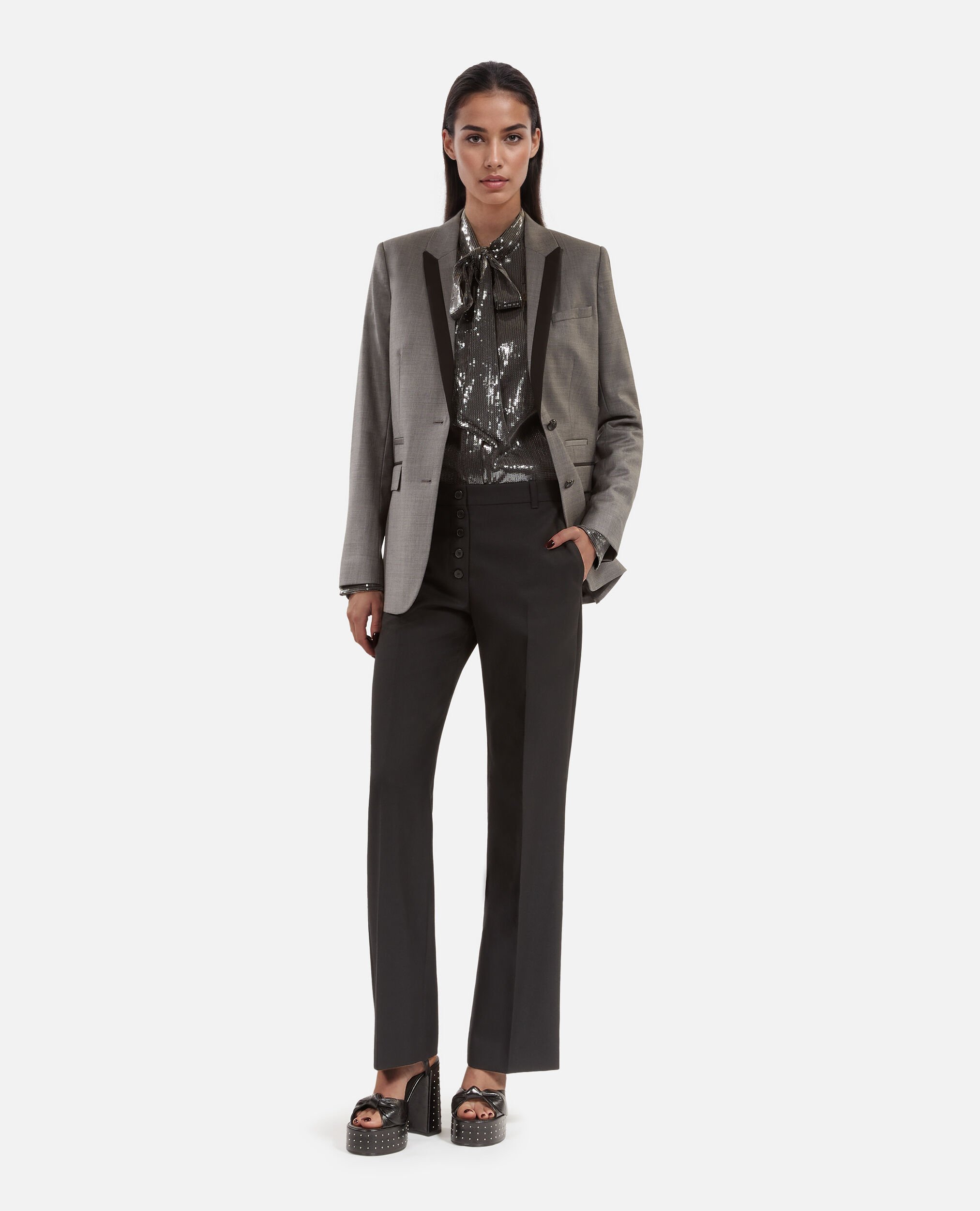 Veste tailleur droite grise, DARK GREY, hi-res image number null