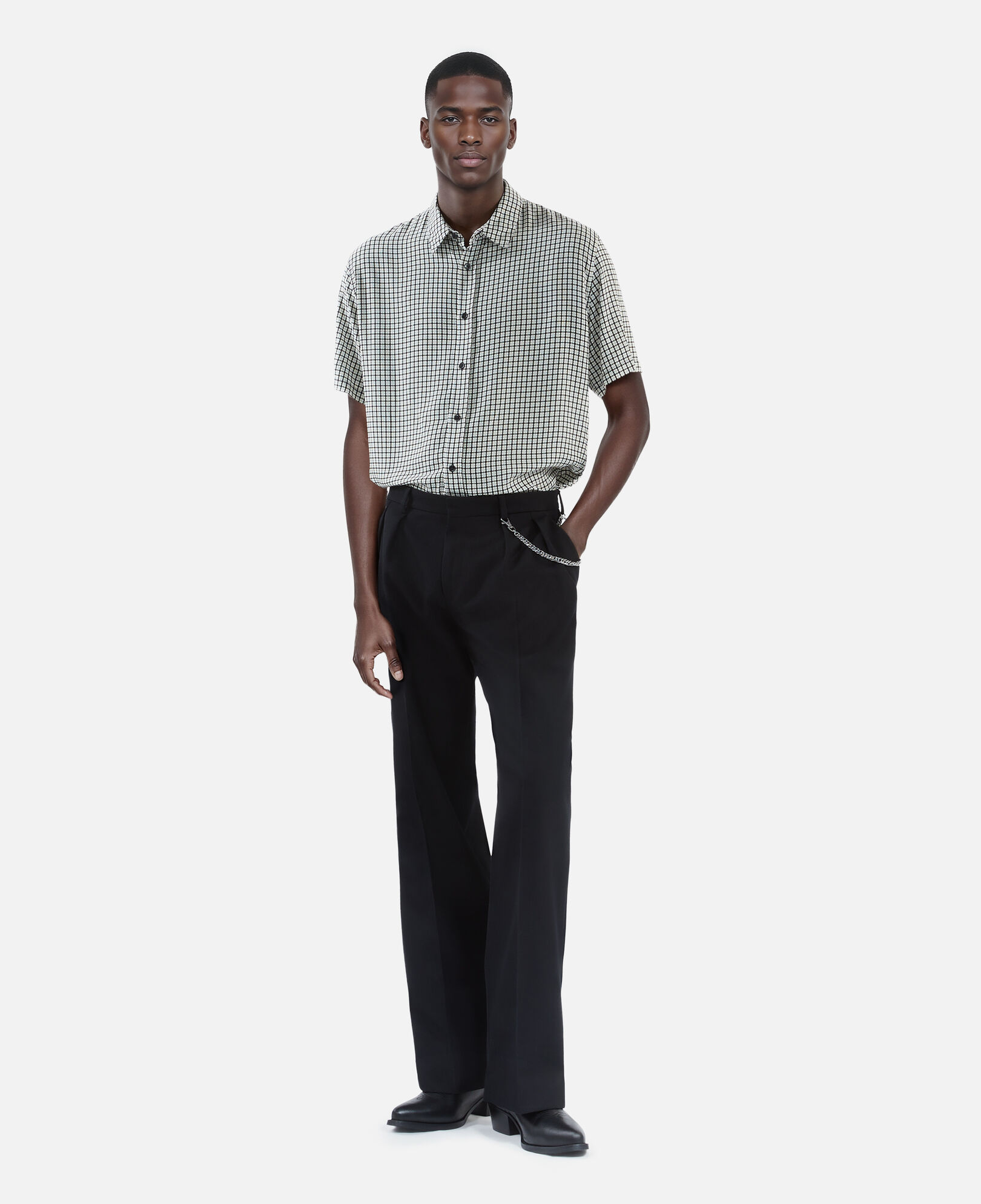 The Kooples MEN BLACK WHITE short-sleeved floral print shirt