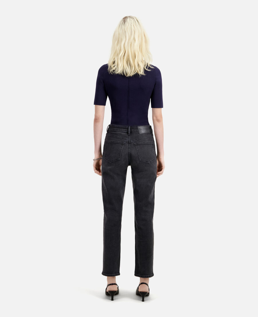 The Kooples DAMEN BLACK WASHED schwarze jeans mit geradem bein