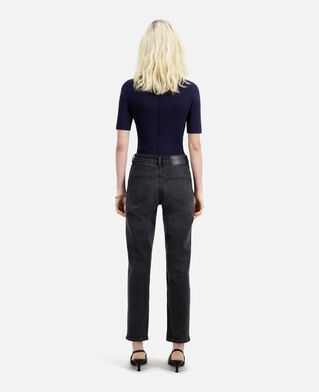The Kooples DAMEN BLACK WASHED schwarze jeans mit geradem bein