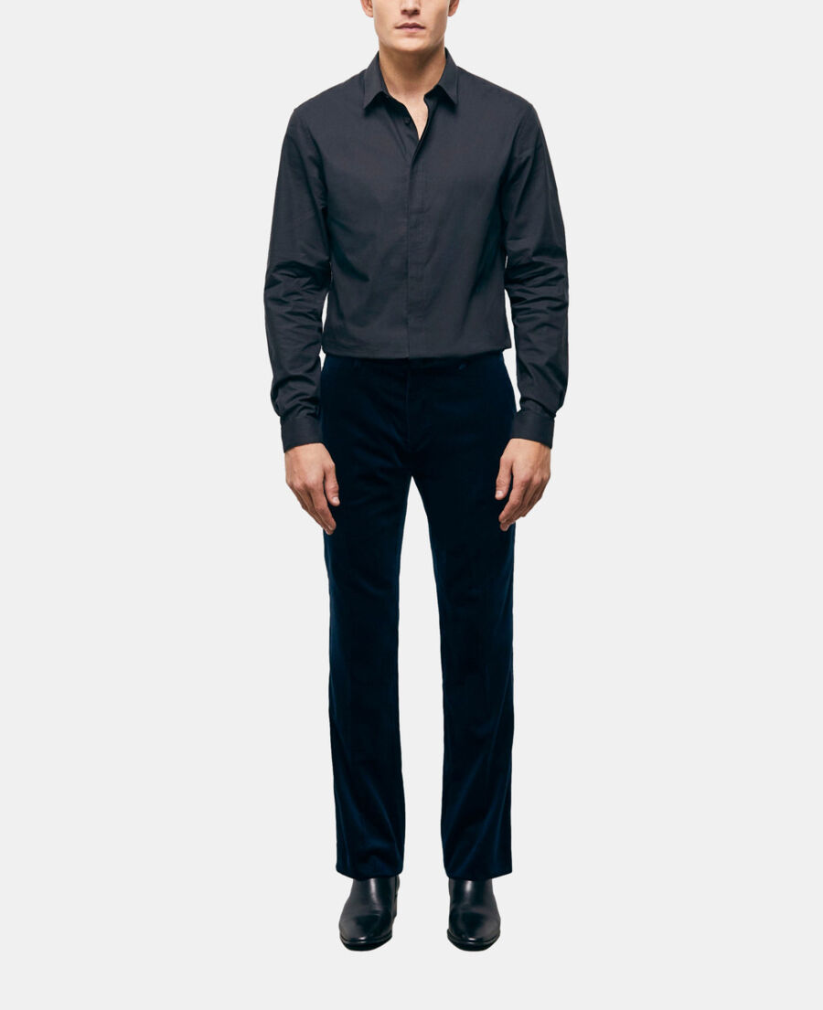 pantalon de costume en velours bleu