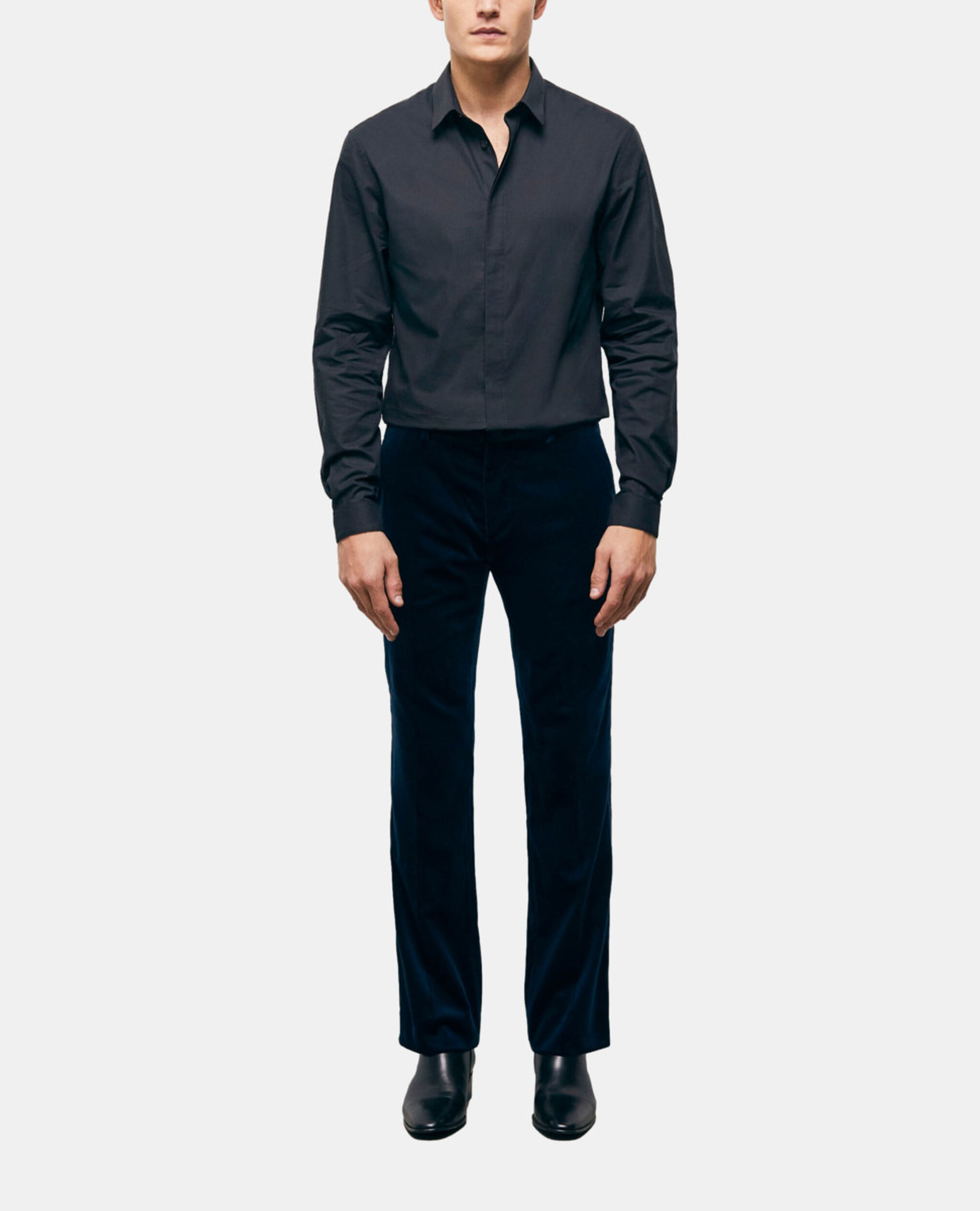 Pantalon de costume en velours bleu, NAVY, hi-res image number null
