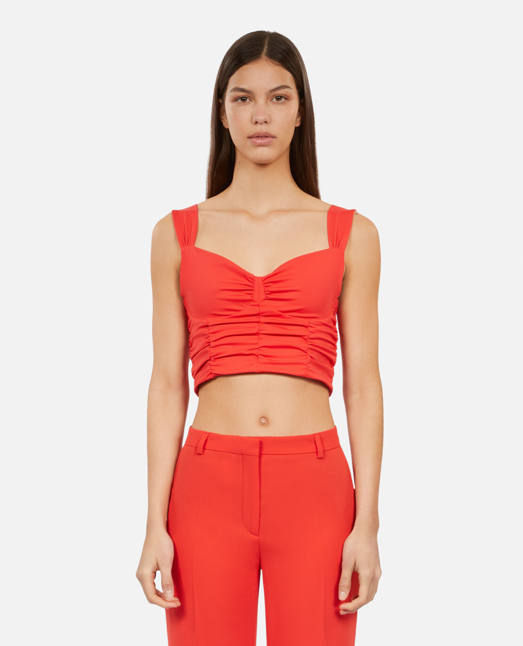 Short red top with draping, RED, hi-res image number null