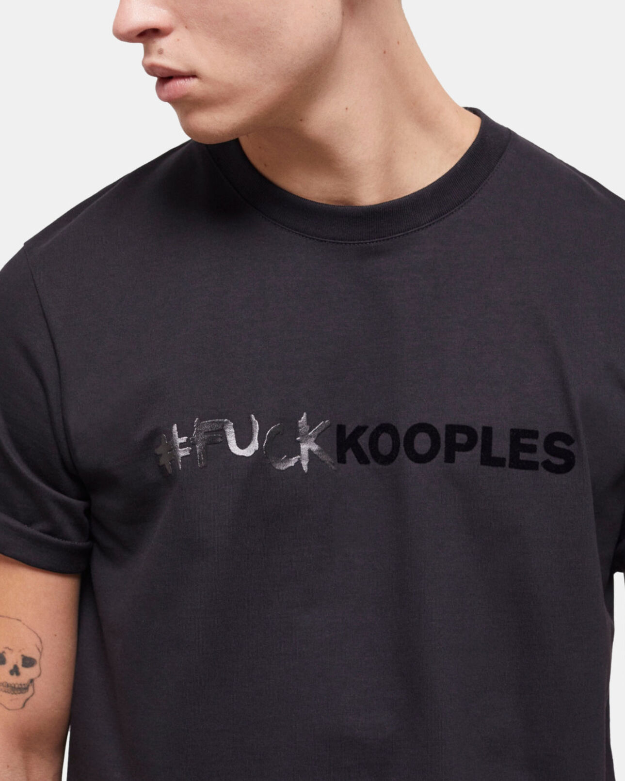 The Kooples HOMME BLACK t-shirt homme logo noir