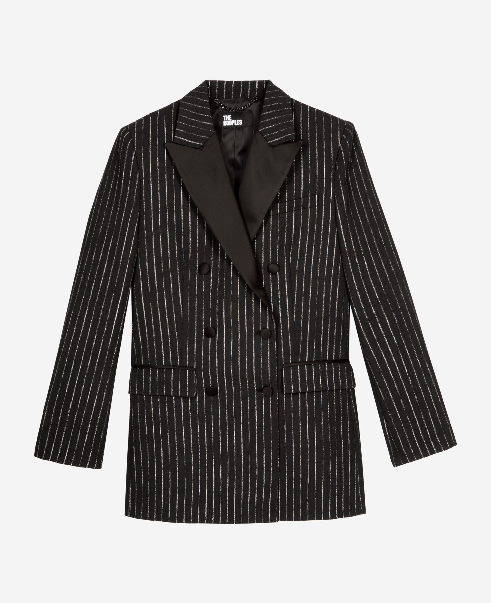 The Kooples FEMME BLACK veste tailleur à rayures noire