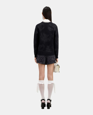 The Kooples WOMEN BLACK/BLACK black wool-blend jumper with silver patterns