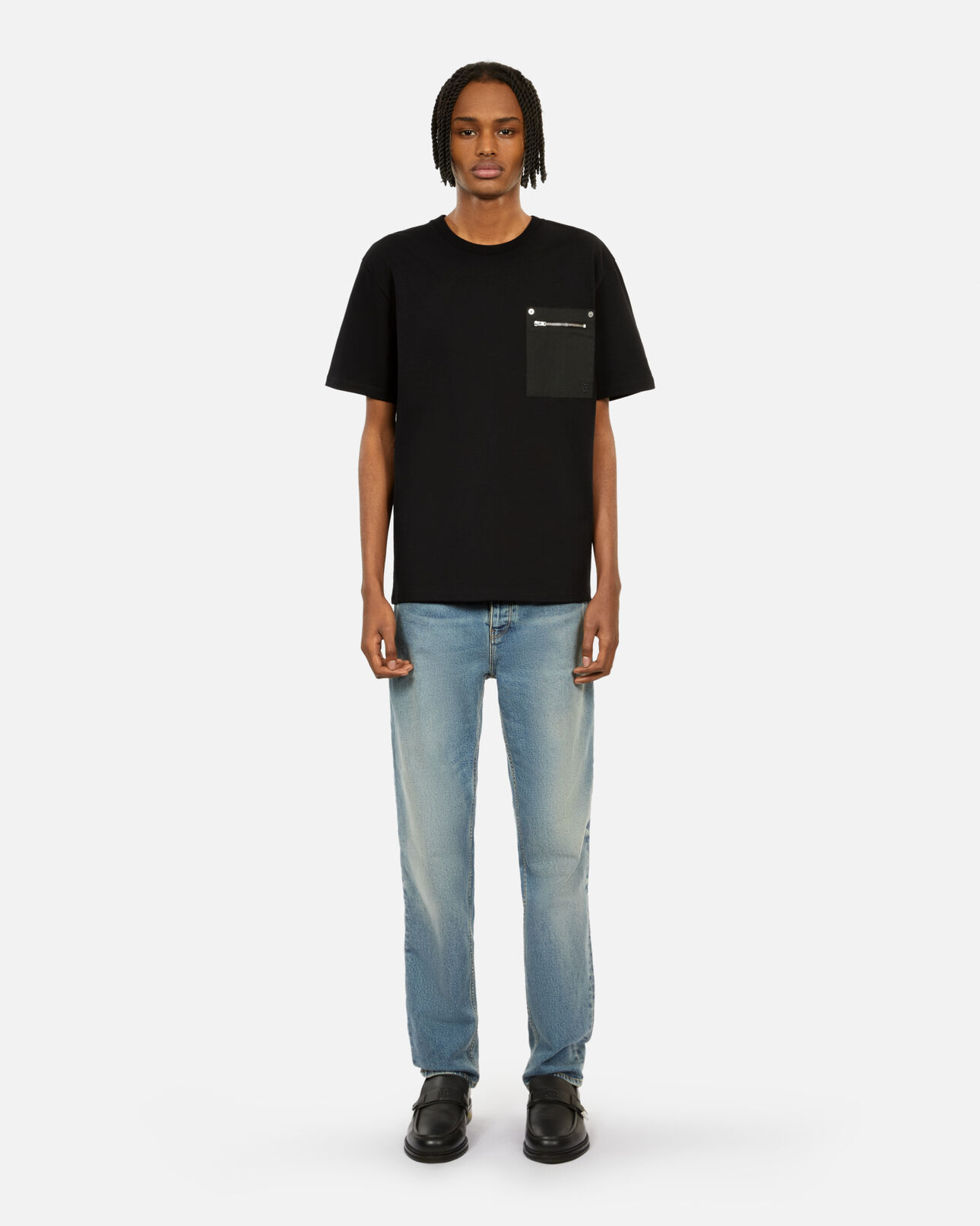 The Kooples HOMME BLACK t-shirt avec poche zippée noir