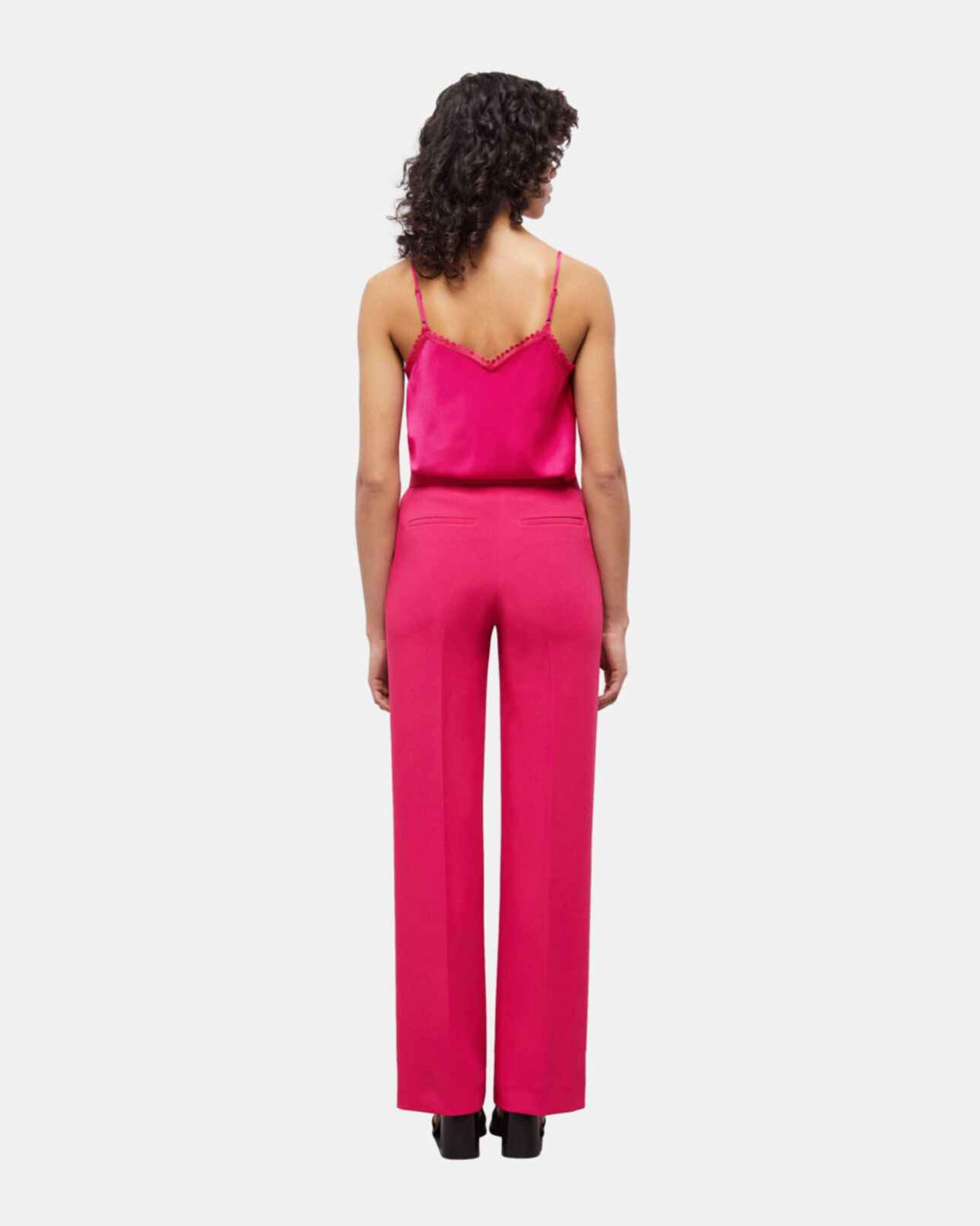 The Kooples FEMME PINK pantalon tailleur rose en crêpe