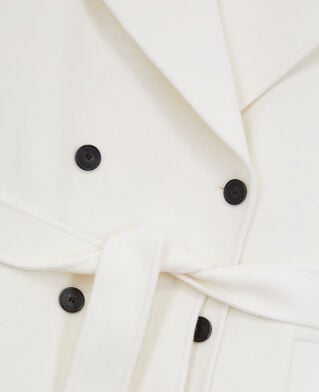 The Kooples WOMEN ECRU long ecru wool blend coat