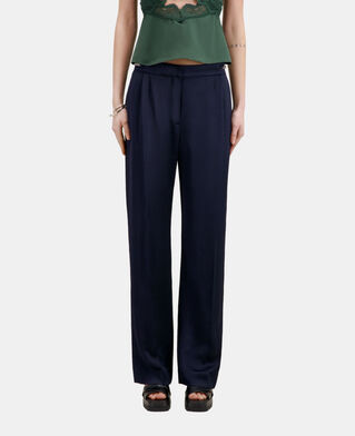The Kooples WOMEN NAVY navy blue trousers with chains