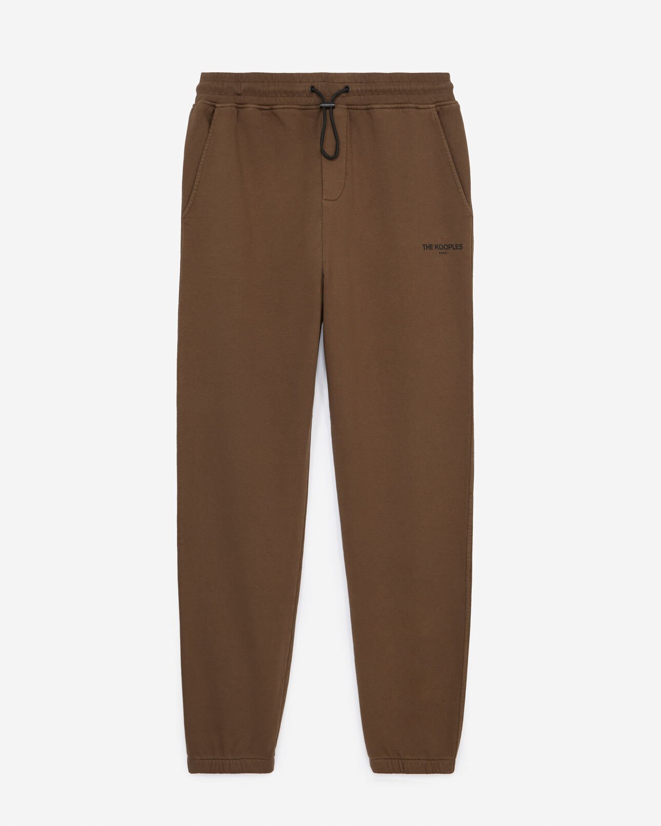 The Kooples HOMME BROWN bas jogging marron coton à logo