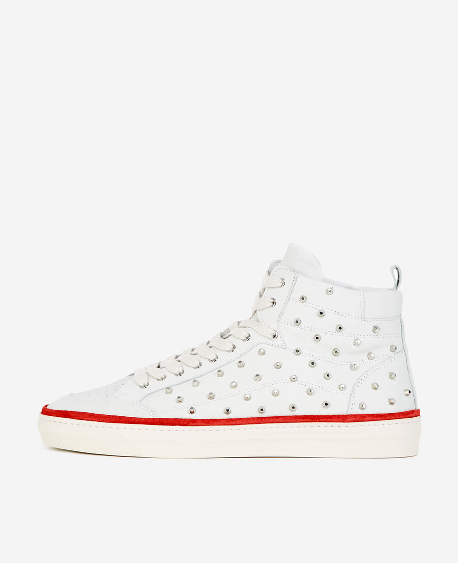 studded white leather trainers
