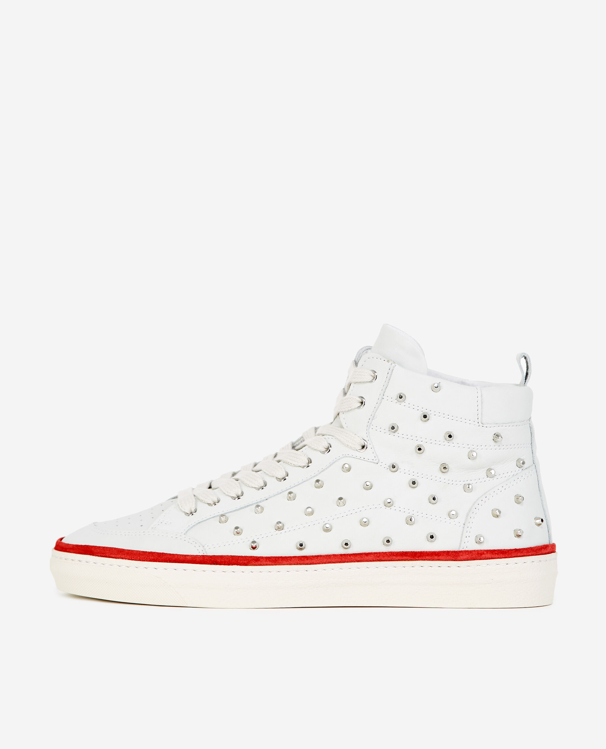 Studded white leather trainers, WHITE, hi-res image number null