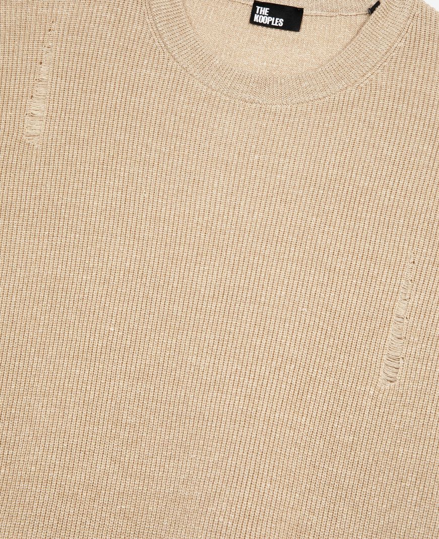 The Kooples HOMME ECRU pull en laine et lin écru