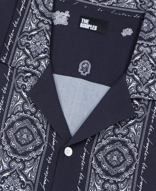The Kooples HERREN NAVY / WHITE kurzärmeliges hemd mit print