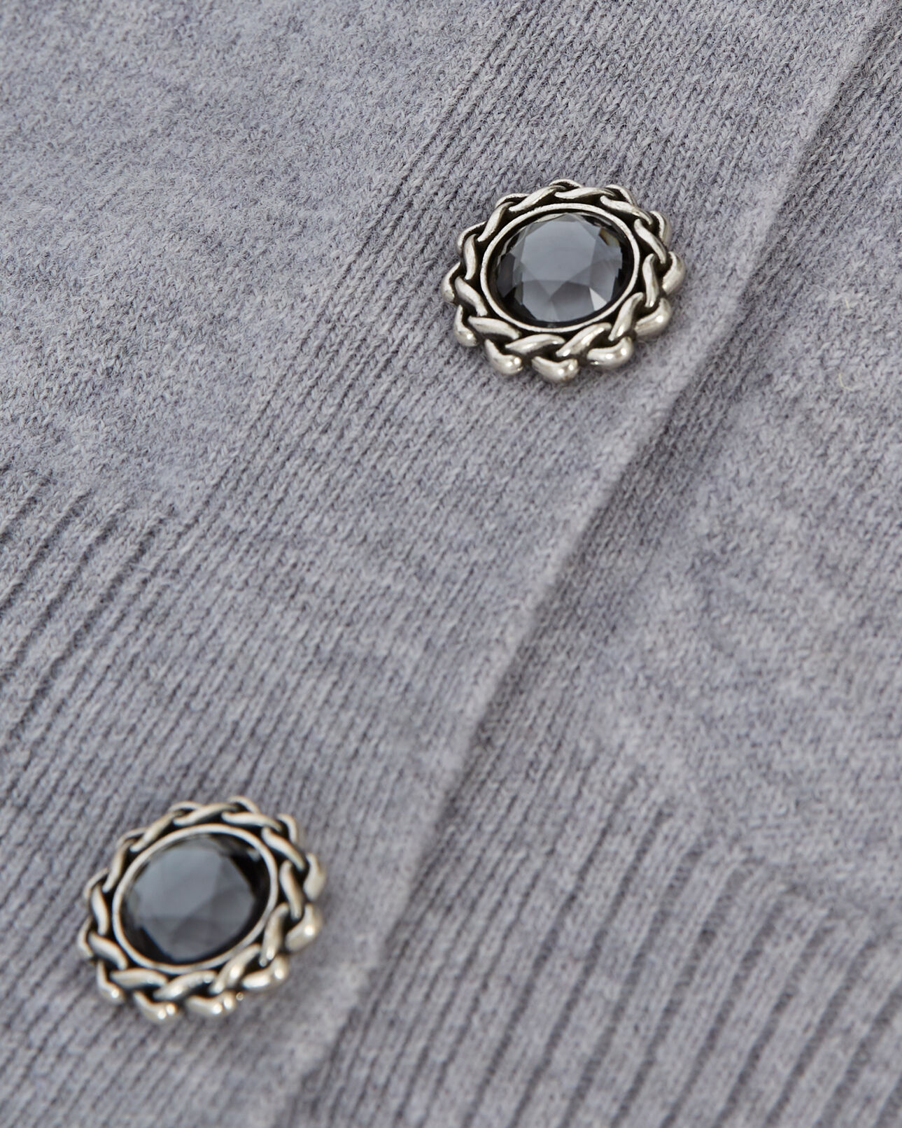 The Kooples WOMEN GREY MELANGE gray wool cardigan with jewel buttons