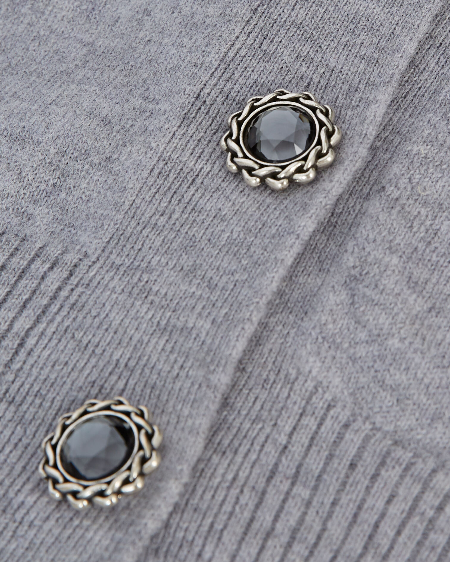 Gray wool cardigan with jewel buttons, GREY MELANGE, hi-res image number null