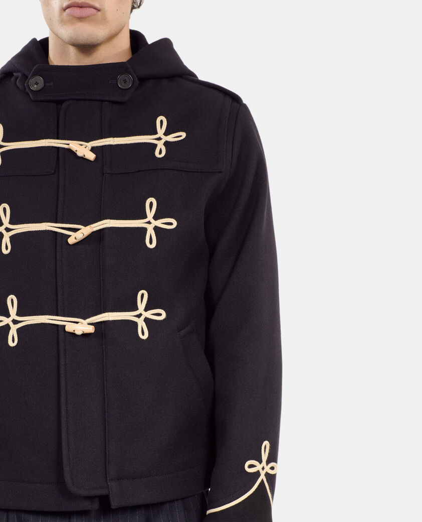 The Kooples HOMME DARK NAVY caban court à capuche bleu marine