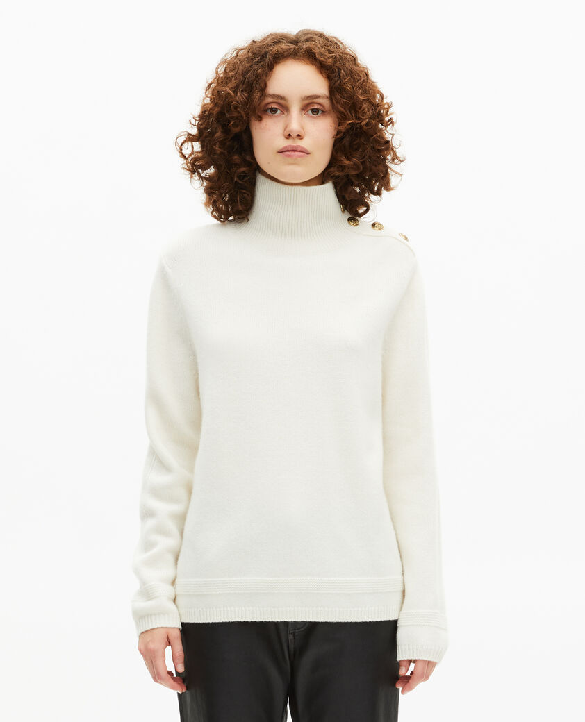 The Kooples FEMME ECRU pull col montant en laine écru