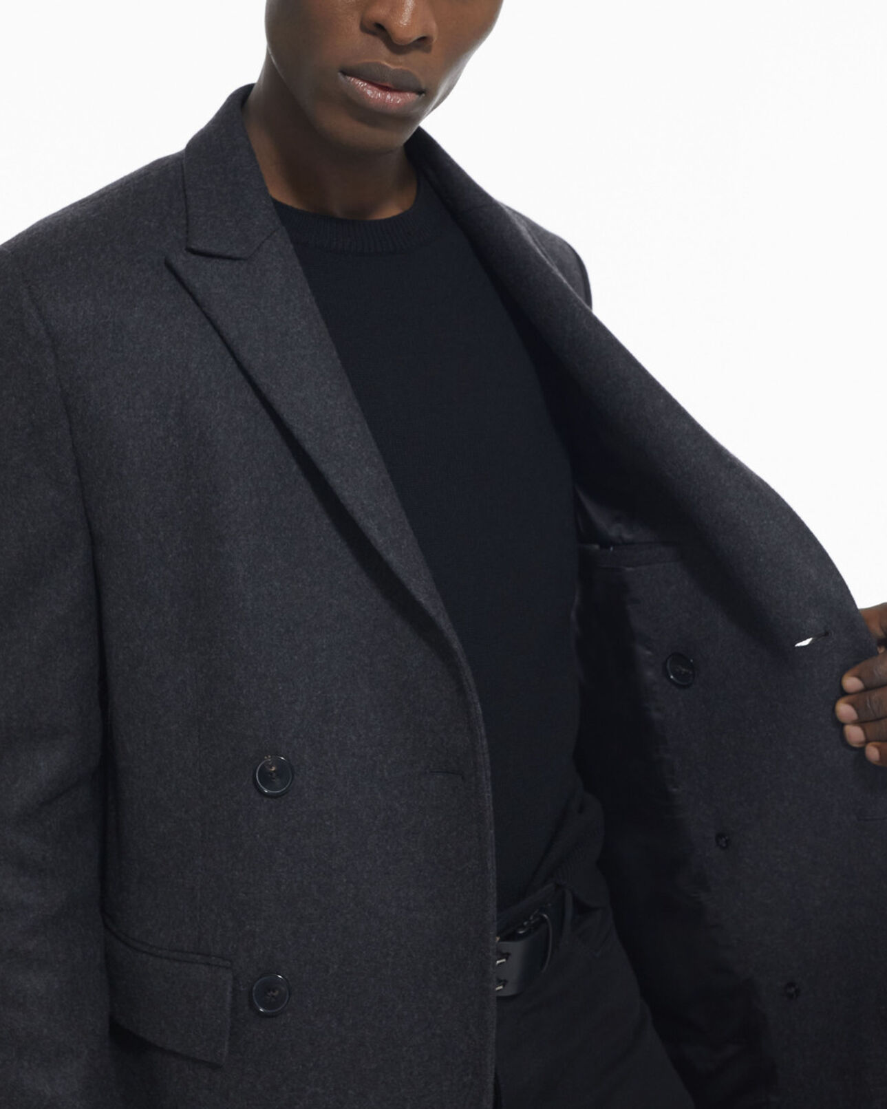 The Kooples MEN GREY long gray wool coat