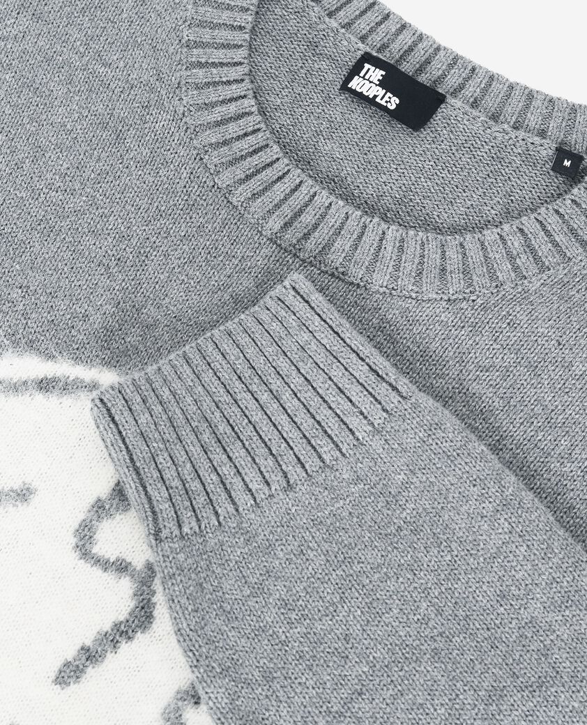 The Kooples HOMME ANTHRACITE MELANGE pull t&ecirc;te de mort gris fonc&eacute;