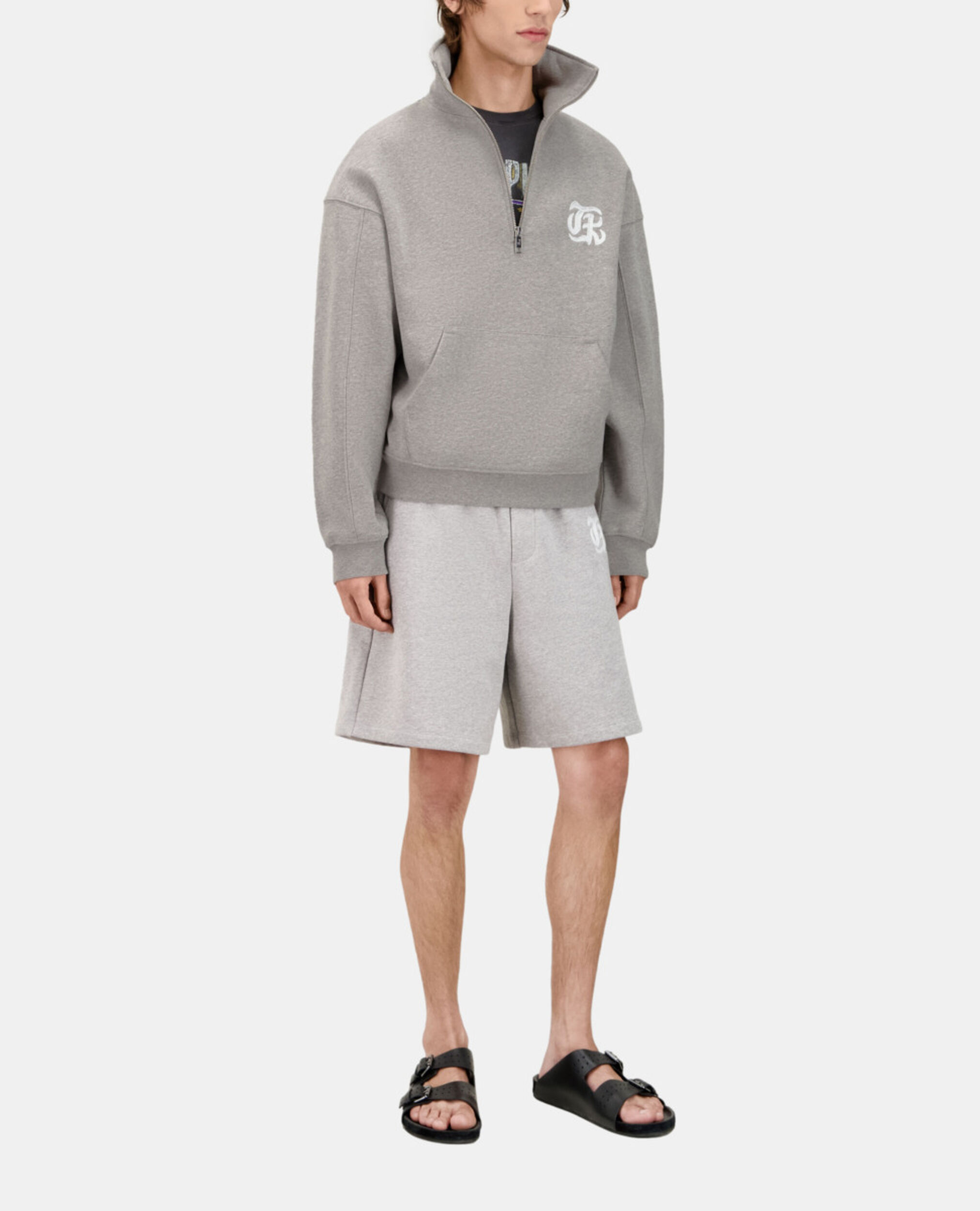 Grey sweatshirt with Blazon serigraphy, ARDOISE, hi-res image number null