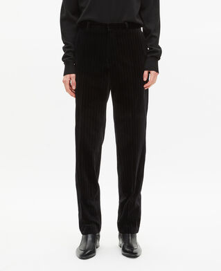The Kooples MEN BLACK straight black velvet suit pants
