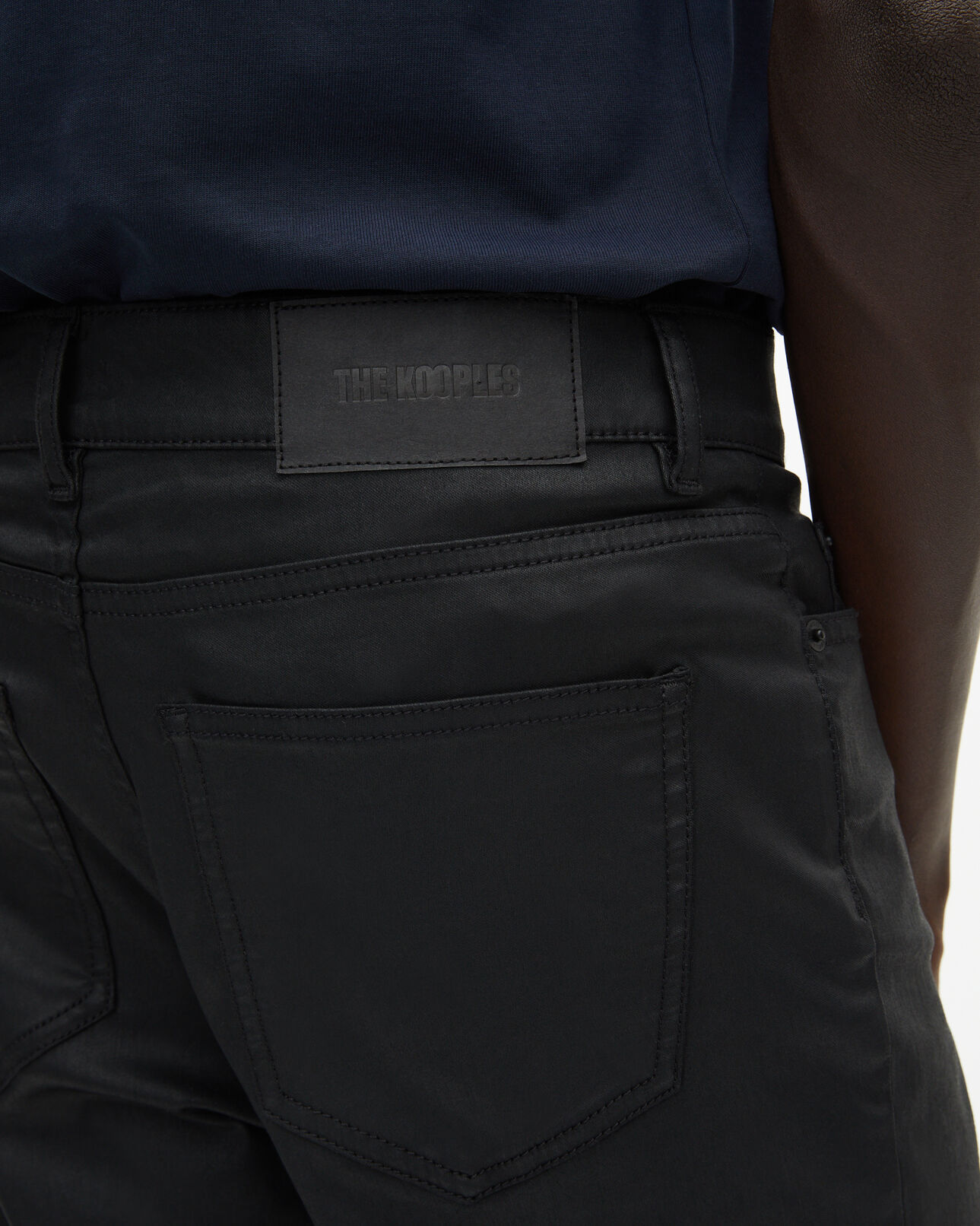 The Kooples MEN BLACK black leather-effect straight-leg jeans