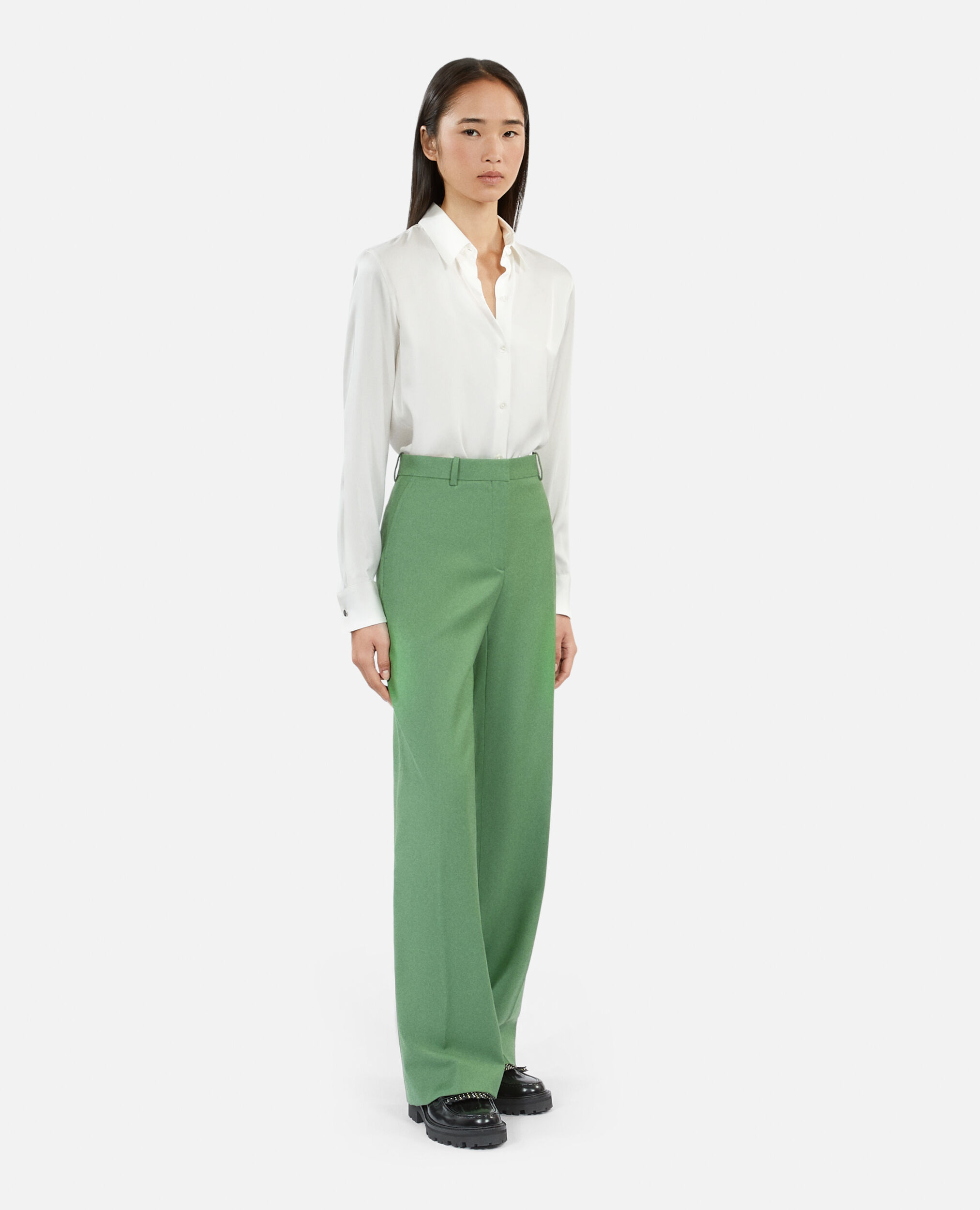Green wool suit trousers, LIGHT KAKI, hi-res image number null