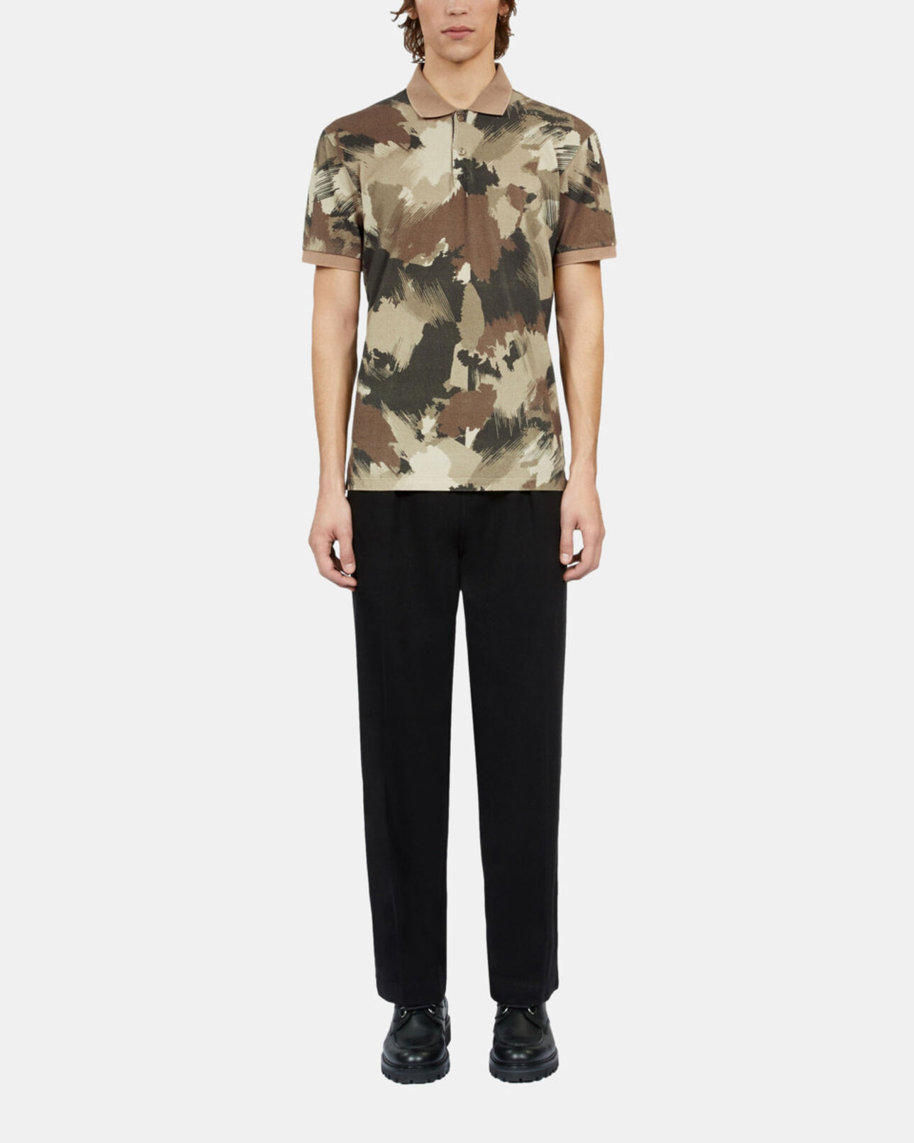 The Kooples MEN CAMOUFLAGE camouflage print pique cotton polo t-shirt