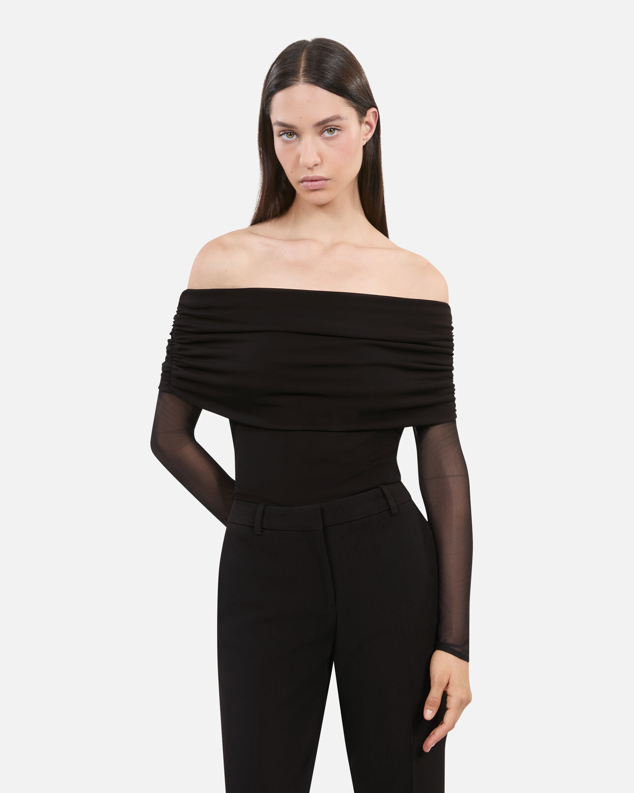 The Kooples FEMME BLACK top en jersey noir