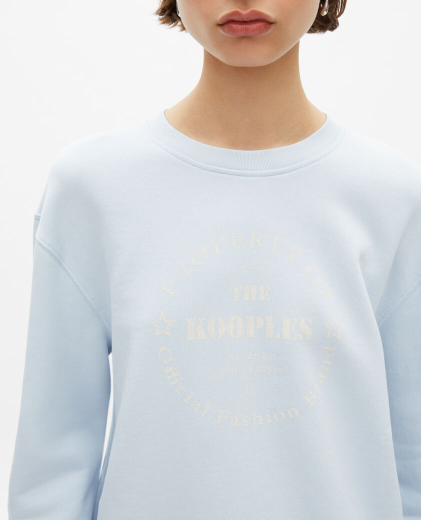 The Kooples DAMEN LIGHT BLUE sweathshirt mit hellblauem siebdruck