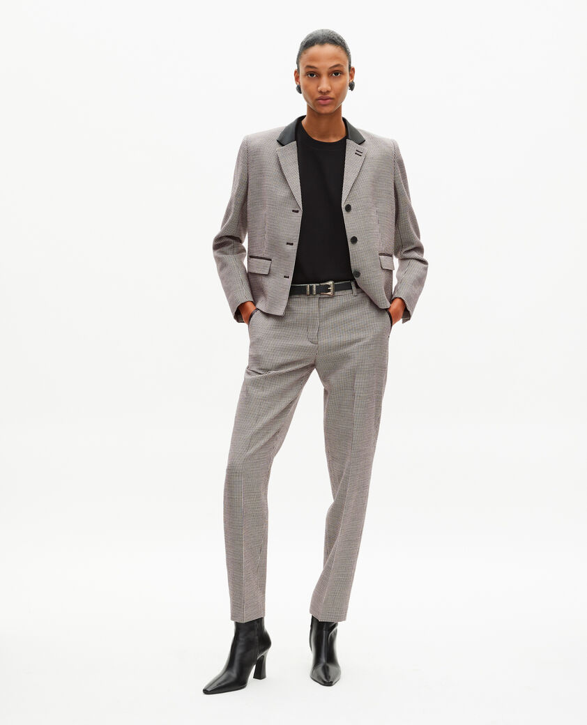 The Kooples WOMEN BLACK GREY black and white houndstooth tailored pants